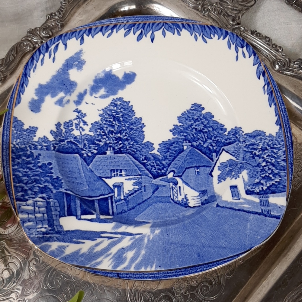 Burleigh ware plate scenic with gold trim
